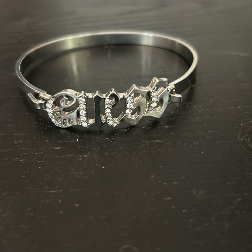 Silver & rhinestone Guess  bangle bracelet